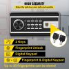 Safe Box, 0.8 CU.FT Fingerprint Safe Box for Money with 2 Keys & Digital Keypad, Q235 Steel Safe Box for Storing Cash, Jewelry, Pistols, Documents